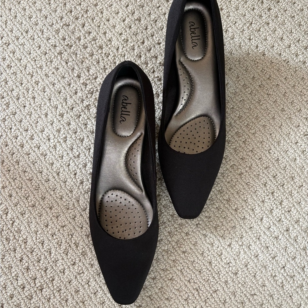 Abella Black Pointed Toe Slip-On Heels